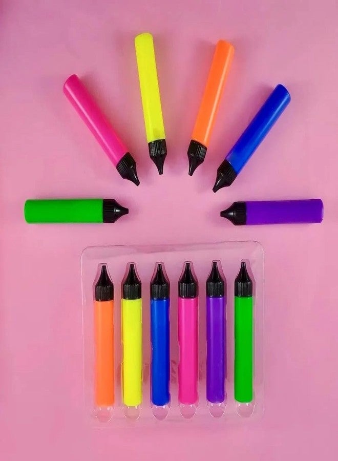 KRAFTMASTERS®3D Decorative Pen Set 25ml Fluorescent Colors Pack of 6 Pieces - Multi Color - Image 3